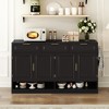 Ridstar 59.1 in. W Multifunctional Storage Sideboard with 3 Drawers, 4 Doors, Adjustable Shelves & Open Storage-Black - 4 of 4
