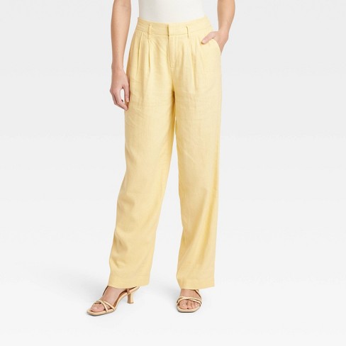 Women's High-Rise Wide Leg Linen Pull-On Pants - A New Day