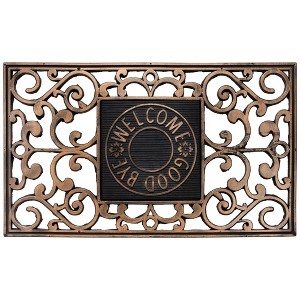 Northlight Copper and Black "Welcome and Good Bye" Doormat 30 x 18 - 1 of 4