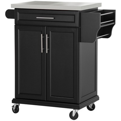 NicBex 1 Drawer Rolling Kitchen Island Cart with Cabinet and Stainless Steel Countertop,Kitchen Island with Spice Rack,Island Table for Kitchen