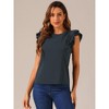 Allegra K Women's Ruffle Round Neck Cap Sleeve Tops - 4 of 4