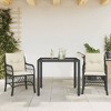 vidaXL 3 Piece Bistro Set with Cushions - Black Poly Rattan Outdoor Furniture - Tempered Glass Table, Removable Covers - Garden, Patio, Balcony - 2 of 4