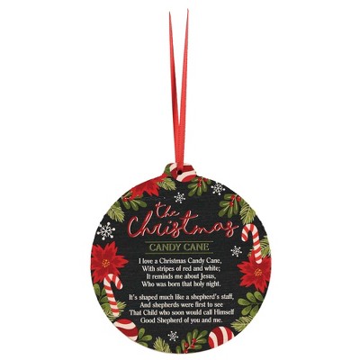 Dicksons Christmas Candy Cane Red and Black 4 Inch Wood Hanging Christmas Ornament