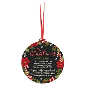 Dicksons Christmas Candy Cane Red and Black 4 Inch Wood Hanging Christmas Ornament - 1 of 2