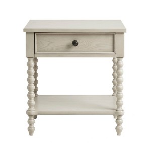 Beckett Nightstand Natural: Madison Park Whitewash, Single Drawer, Lower Shelf Storage, Wood Legs - 1 of 4