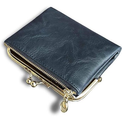 BEAFUP Womens Wallet,Ladies Vintage Leather Bifold Wallet with Zipper & Kiss Lock - Compact Coin Purse for Daily Use,Travel,and Shopping
