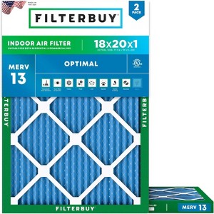Filterbuy 18x20x1 Air Filter (2-Pack), Pleated MERV 13 Health Defense Replacement HVAC AC Furnace Filters (Actual Size: 17.50 x 19.50 x 0.75) - 1 of 4