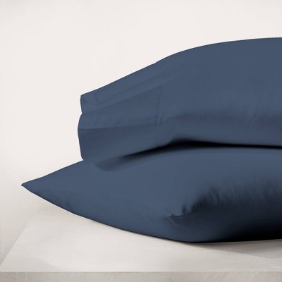 Navy Organic Cotton Percale Standard Pillowcase Set