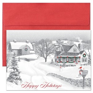 Masterpiece Studios Holiday Collection Brights Cards 16 Cards/Envelopes, Holiday Winter Scene, 5.6" x 7.8" - 1 of 1