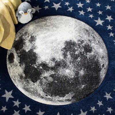 Starry Night Navy & Grey Square Kids Area Rug