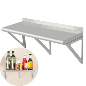 GustoWave Stainless Steel Shelf, Heavy Duty Wall Shelf with Backsplash & Brackets for Kitchens, Restaurants, Bars, Silver - 1 of 4