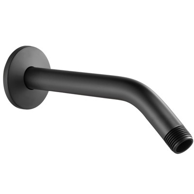 Cobbe Shower Arm with Flange and Teflon Tape, 8-Inches Wall Mounted Shower Pipe Arm Extension for Fixed Shower Head, Matte Black