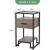 End Table with Glass Top, Rustic Nightstand with Drawer & Shelf, Small Living Room Table for Bedroom, Living Room, Easy Assembly, Brown - 2 of 4