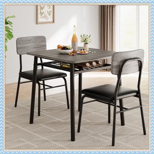 Jojoka 3-Piece Dining Table Set for 2 with Storage Rack – Space-Saving Kitchen Table and 2 Chairs for Small Apartment, Breakfast Nook, Dining Room - 1 of 4