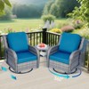 DSVIMOY Patio Chaise Lounges, 3 Pieces Outdoor Sectional Conversation Sets with Hang Gliding Chairs and Side Table, Blue&Grey, 31.49"*29.52"*33.86" - 4 of 4