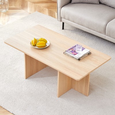 LIVAREEmlen Modern and Practical Wood Colored Coffee Table, Made of Medium Density Fiberboard Material for Living Rooms, Bedrooms, and Study Rooms