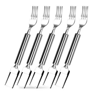 NewHome "5Pcs 2-in-1 Watermelon Cutter Slicer Fork, Stainless Steel Dual-Head Tool for Parties, Picnics, BBQs, and Kitchen Use" White - 1 of 4