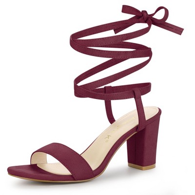 Allegra K Women's Lace Up Chunky Heels Sandals