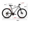 VisioGear Mountain Bike, Mens Womens Trail Commuter City Mountain Bike with Black Tyre, Gray, 55.12"*7.88"*28.75" - image 2 of 4