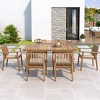 7 PCS Patio Dining Set with Dining Table, Slatted Top Design Table, Acacia Wood Frame Dining Chairs with Polyester Cushion Covers-Coolbibila - 2 of 4