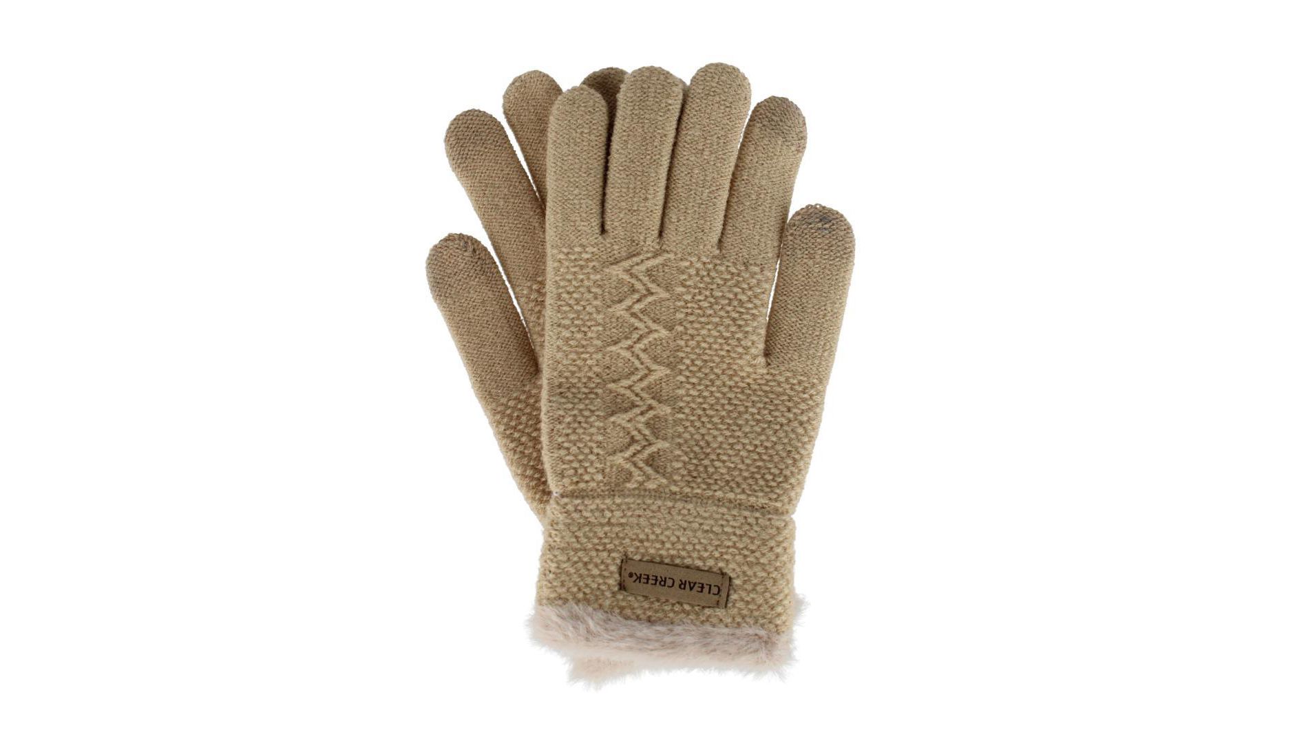 Clear Creek Women's Textured Knit Touch Screen Winter Gloves with Faux Fur Trim