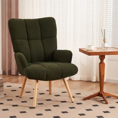 Ferpit Upholstered Teddy Velvet Accent Chair With Wingback Design   GUEST 1fc102cb Bccd 449c Acc6 2266f46877c7