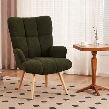 FERPIT Upholstered Teddy Velvet Rocking Accent Chair, Armchair with High Back for Living Room