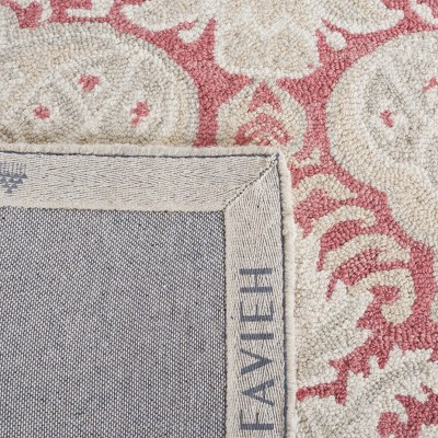 Elegant Tufted Wool Rectangular Area Rug 9' x 12' in Pink & Beige