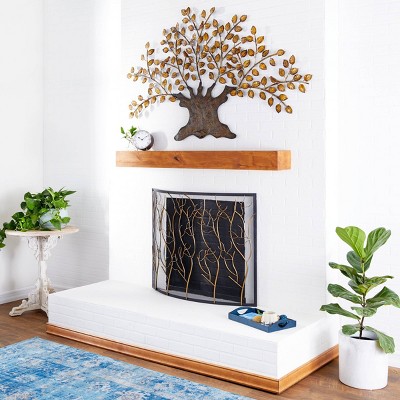 41" x 75" Metal Tree Indoor Outdoor Wall Decor with Leaves Light Brown - Olivia & May: Iron Artwork, Nature Theme, Vertical Display