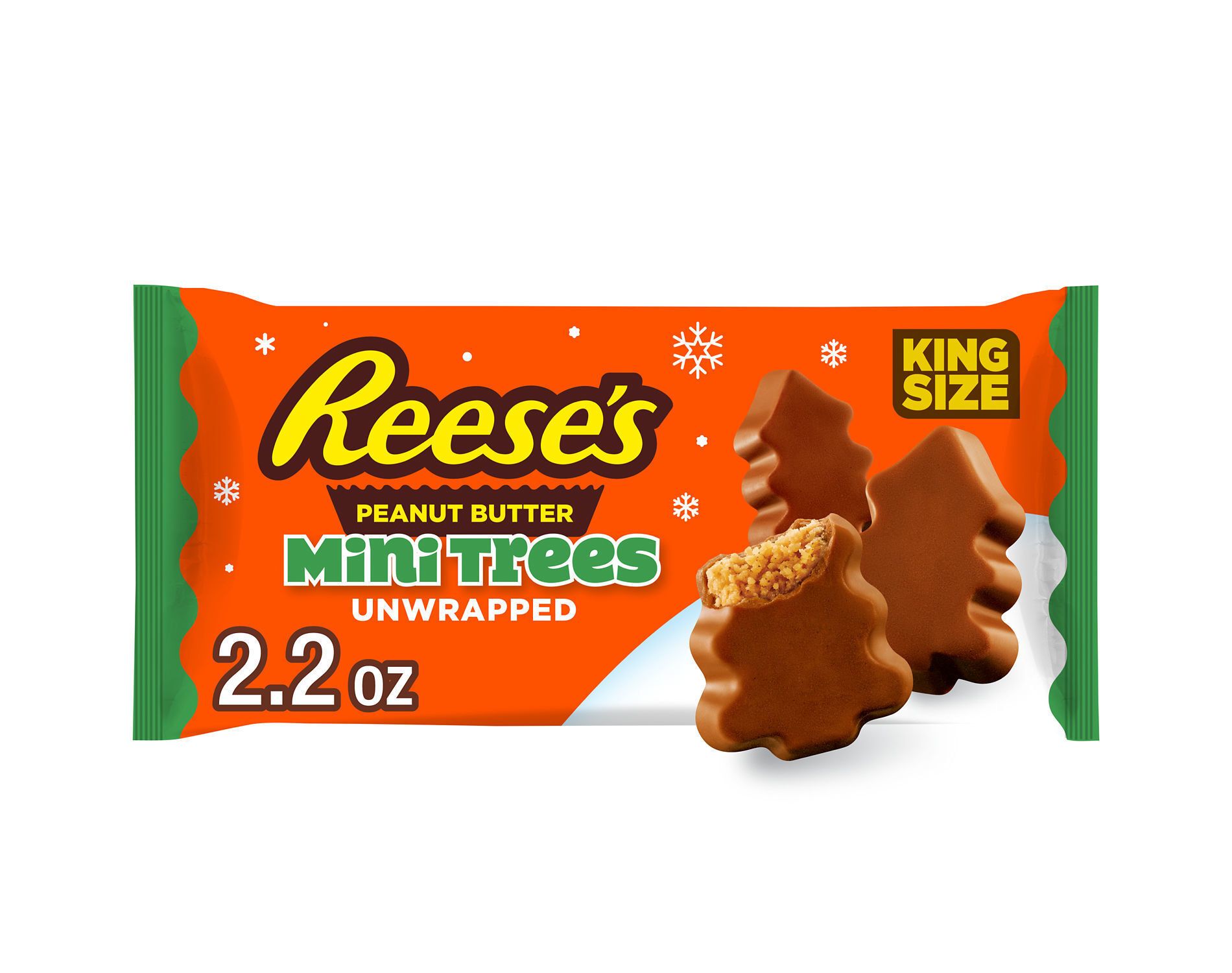 Reese's Mini Christmas Trees Unwrapped King Size Chocolates Stocking Stuffers - 2.2oz