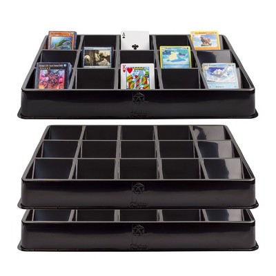 Toy Vault Trading Card Sorting Trays and Dealer Trays 3pk 15-Slot; Large Black Card Tray Organizer for CCG Games and Board Games