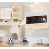 Jojoka White Vanity Desk with Mirror and Lights, Makeup Vanity Set with 5 Drawers, Stool, Charging Station & 3-Color LED Lighting - 4 of 4