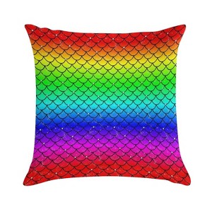 Rainbow Glitter Mermaid Scales Pillow Covers 18x18 Decorative Throw Pillows Soft Square Cushion Covers for Couch Sofa Bedroom - 1 of 1