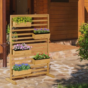 Okak Slim Privacy Screen Planter with Trellis for Climbing Vines in Small Patios + Self-Draining Design - 1 of 4