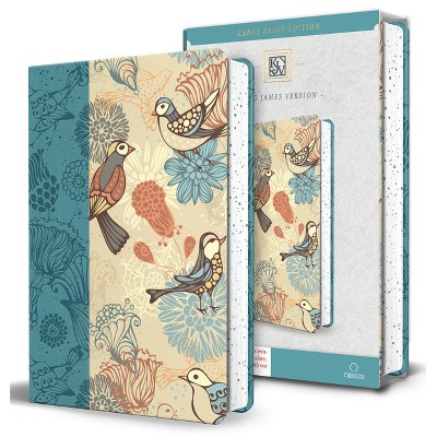 KJV Holy Bible, Large Print Medium Format, Blue with Birds Faux Leather W/ Ribbon Marker, Red Letter - by  King James Version (Paperback)