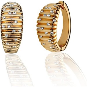 Cubic Zirconia Huggie Earrings 14k Gold Plated Tiny Earrings Small Huggie Hoop Earrings Simple Lightweight Hoops Gift for Women - 1 of 4