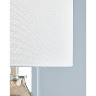 Amber Glass Table Lamp with White Drum Shade