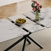 59" Modern Extendable Dining Table with Sintered Stone Top & Steel X-Base, Rectangular Kitchen Table for 4-6 People – The Pop Home - 3 of 4