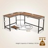 Costway L-shaped Gaming Desk Computer Desk with CPU Stand Power Outlets Rustic Brown/Black - 3 of 4