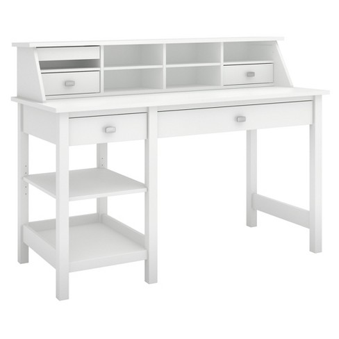 Broadview Computer Desk With Open Storage And Desktop Organizer