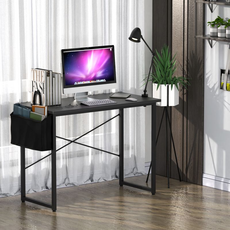 Costway 40''Modern Computer Desk Study Writing Table w/ Storage Bag Black/Coffee/Brown, 3 of 11