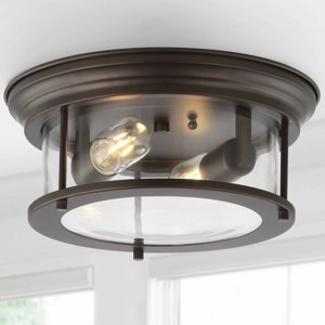 13.25" LED Metal/Glass Sconce Oil Rubbed Bronze - Jonathan Y: ETL Listed, Dimmable, 2-Light Fixture - 1 of 4