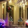 2.5 Ft/30" 2 Pack Outdoor Entryway Pre-Lit Artificial Christmas Tree Cordless with 70 Branches, Warm White LED lights, Red Berries, Green - 2 of 4