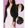 INSPIRE CHIC Women's Long Sleeve Open Front Cropped Winter Faux Fur Jacket - 2 of 4