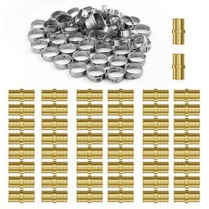 VEVOR Pipe Fittings, 1/2" 50PCS Brass Pipe Fittings, Clamp-style Straight-Through Pipe Connector Brass Air Fittings, Gold - 1 of 4