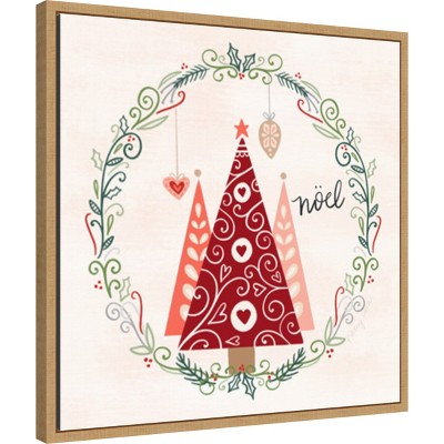 Hygge Christmas Noel Red and Green Canvas Print 22 x 22-in.