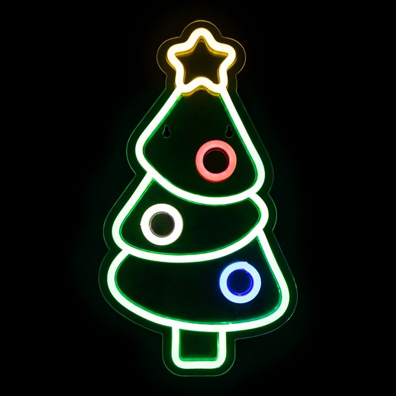 Northlight 15" LED Lighted Neon Style Christmas Tree Window Silhouette, 1 of 5