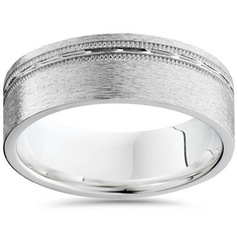 Brushed white clearance gold wedding band