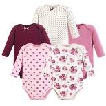 Hudson Baby Infant Girl Cotton Long-Sleeve Bodysuits 5pk, Rose