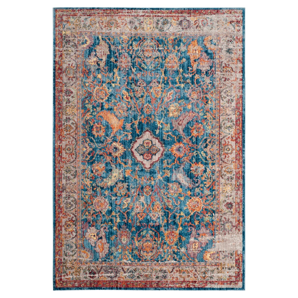 8'x10' Floral Loomed Area Rug Blue/Light Gray - Safavieh